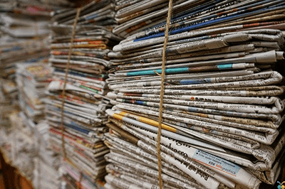 stack of newspapers, ready for recycling